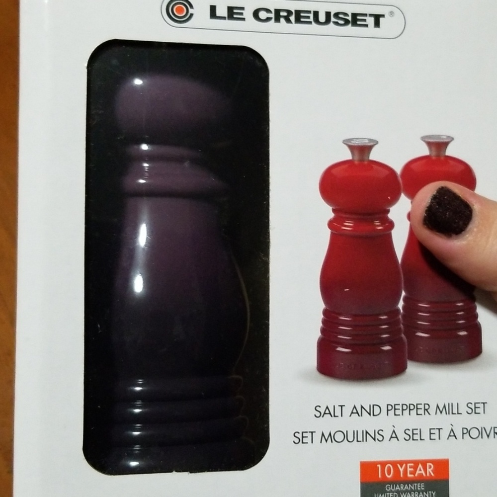Le creuset cassis salt and pepper shakers
